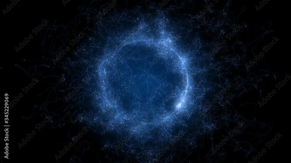 Fototapete planet sphere magic wave consisting element particles background.