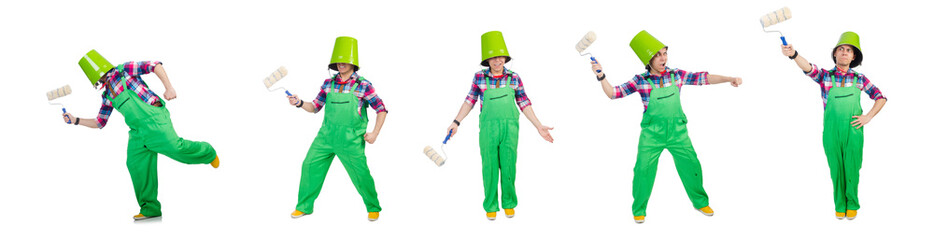 Funny painter isolated on white