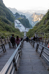 Tourists waiting to descend the mountain in Zhangjiajie