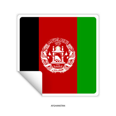 Afghanistan sticker flag in square shape on white background. Afghanistan flag icon in square form.