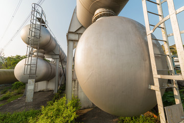 Closeup view of oil starage tank in factory