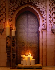 Foto op Canvas Bohemian Moroccan Door Candles  © Kiki