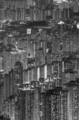 Night scene of aerial view of Hong Kong city