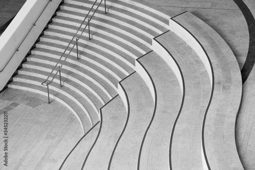 Poster Stairway of modern architecture. Building abstract background