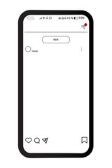 mockup of the mobile application on the screen of smartphone with carousel interface post on social network