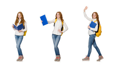 Fototapeta premium Young student isolated on the white background