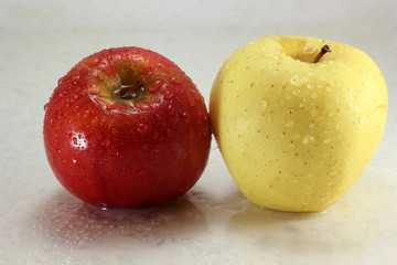 Yellow and red apples