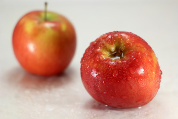 Wet apples. Focused and unfocused. Small depth of field