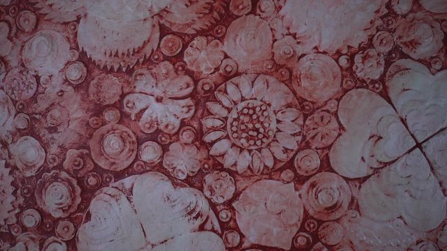 Acrylic flowers growing, abstract surface of botanical background , die cutting craft, banner or bill board composition made of paint layers, quilling painting. 3d embossing and carving.