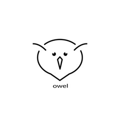 Owl head simple vector design line icon