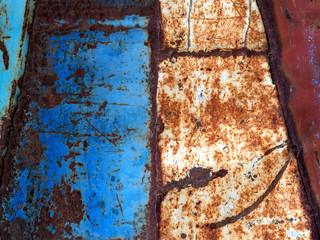 Colorful old painted steel sheets abstract background.
