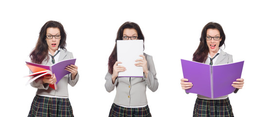 Obraz premium Young student isolated on the white background