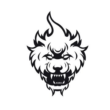 wolf mascot logo silhouette version. wolf logo in sport style, mascot logo illustration design vector