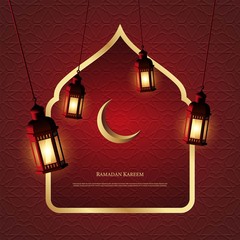 Vector graphic of Ramadan Kareem with Lantern and Islamic Ornament Pattern. Fit for greeting card, wallpaper and other.