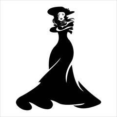 Fashion Luxury Glamour Elegant Woman silhouette Logo design vector template. Lady negative space jewelry accessories Logotype concept icon.
