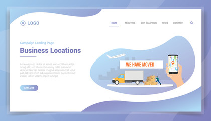 moved business location concept for website template or landing homepage vector
