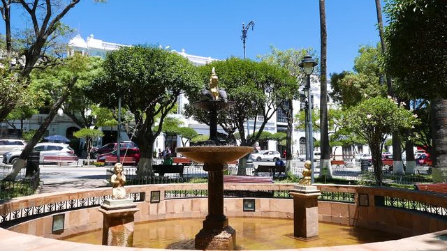Sucre Bolivia May 25th square fountain