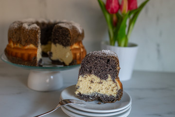 home made poppy seed sponge cake