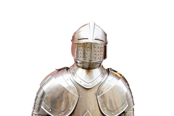 Warrior suit of armor isolated on white background.