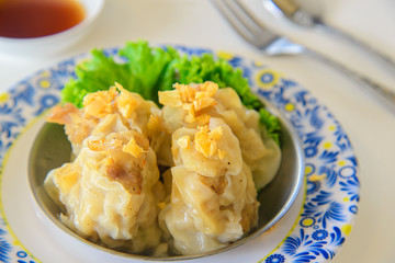 Traditional Chinese Korean DimSum, fresh Dumplings  with souce