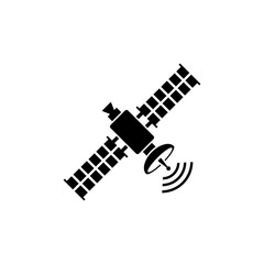 Satellite vector icon on white background.