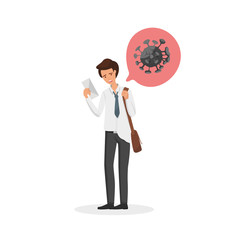 The male office worker was carrying a white envelope because he was fired from work because of the corona virus situation.