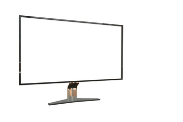 Black hi-tech pc screen with fictive design isolated on white - highly detailed photorealistic 3D illustration of object