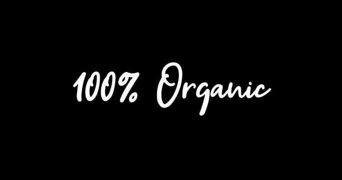 100% Organic  White Color Cursive Font Transition on Green Background Stock Video