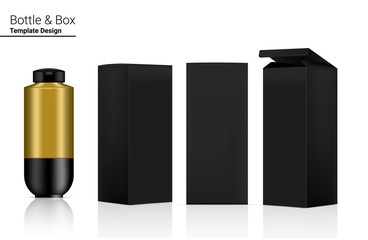 Glossy Bottle Mock up Realistic Cosmetic and 3 Dimensional Box for Whitening Skincare and Aging anti-wrinkle merchandise on White Background Illustration. Health Care and Medical.