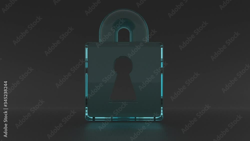 Poster without a key, do not enter. information security is guaranteed. a transparent padlock rotates again