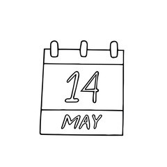 calendar hand drawn in doodle style. May 14. Day, date. icon, sticker, element