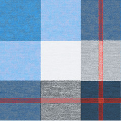 Fototapeta premium Seamless fabric texture print.Plaid check pattern in red, beige, white, dusty blue and black.