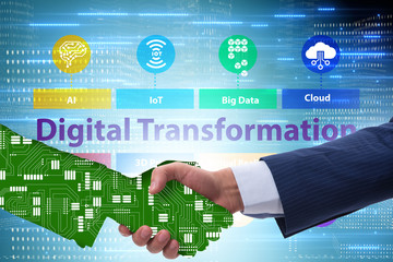 Digital transformation concept with handshake