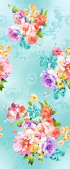 Obraz na płótnie Canvas Beautiful seamless spring pattern with roses,peony , orchid and succulents. Perfect for wallpaper, fabric design, wrapping paper, surface textures, digital paper.
