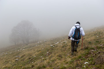 Fototapeta na wymiar hiker on the top of a mountain