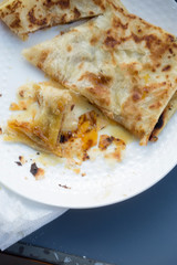 Moroccan msemen pancakes with honey 