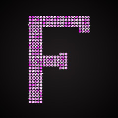 Vector purple pink glitter sequins dots letter - F