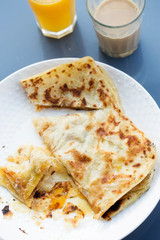 Moroccan msemen pancakes with honey 