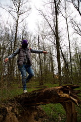 Balancing on a tree trunk during a pandemic.