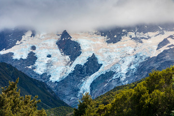 Ice and glacier at Hooker valley in New Zealand