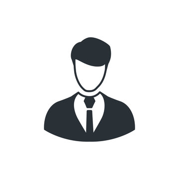 flat vector image on white background, icon business man