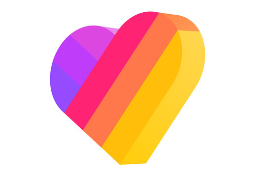 Vector illustration of heart in different colors in 3d isolated on white background. Can be used like postcard for Valentine's day.