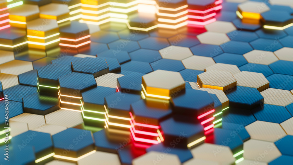 Poster abstract high technology vector colorful hexagon background.