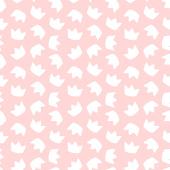 Cute pattern. Illustration of white crowns on a light pink background. Vector 8 EPS.