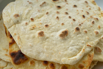 fried Georgian tortillas close-up. culinary background