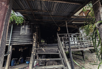 old wooden house with thai style