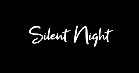 Silent Night White Color Cursive Font Transition on Green Background Stock Video