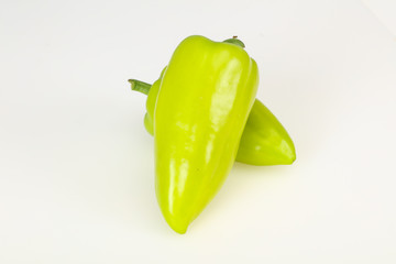 Sweet green bell pepper isolated on white