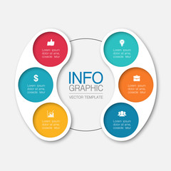 Vector iInfographic template for business, presentations, web design, 6 options.