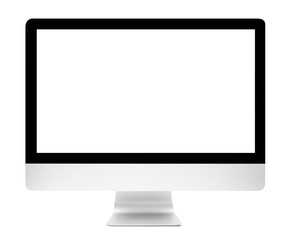 Desktop computer with blank screen isolated on white background, Clipping path.